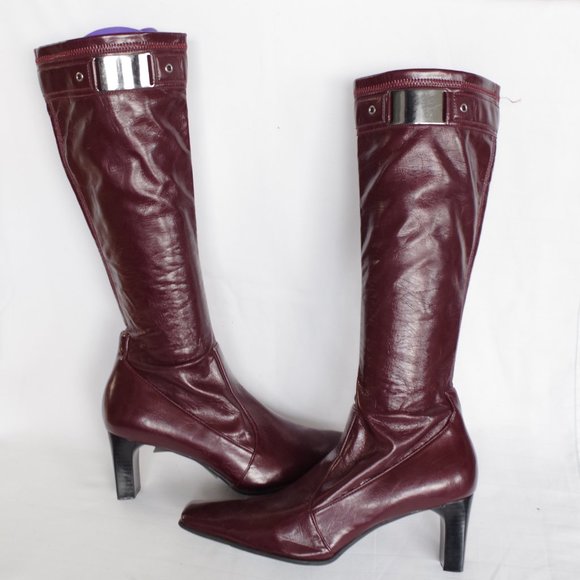 Franco Sarto Oxblood Pull On Heeled Boots- Sz. 7.5